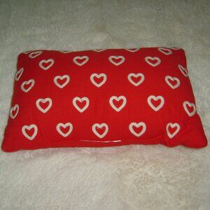 Red Hearts Mini Rectangle Lumbar Pillow, VGUC